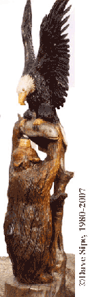 eagle, bear and fish folk art sculpture
